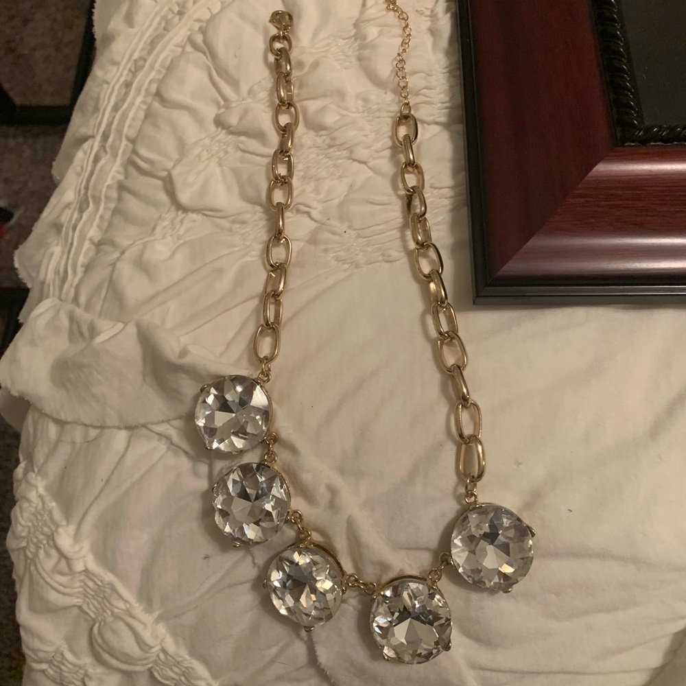 Francesca’s Gold Large Rhinestone Necklace